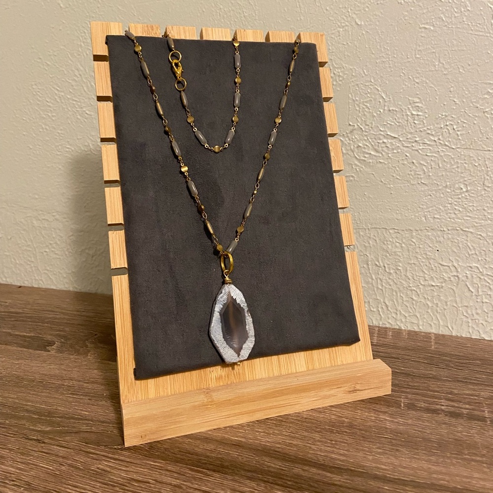 Grey & Gold Gem Necklace